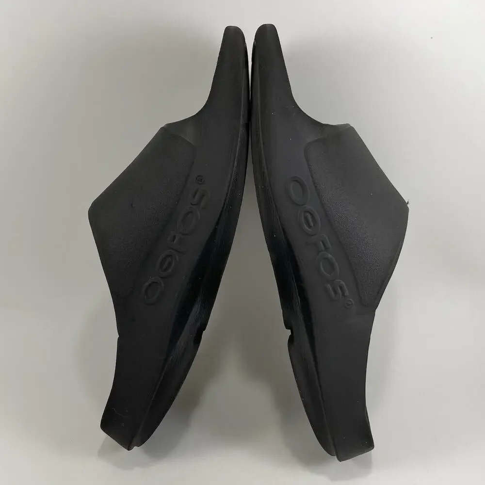 Oofos Ooahh Sport Flex Slide Sandals Mens Size 8 Black Comfort Recovery W10
